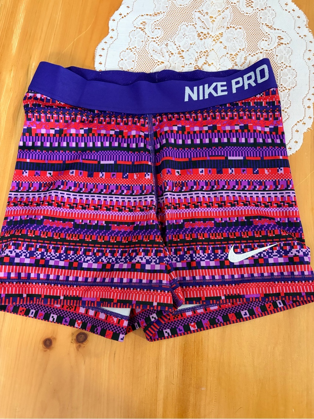 Nike Purple & Red Patterned Pro Compression Shorts